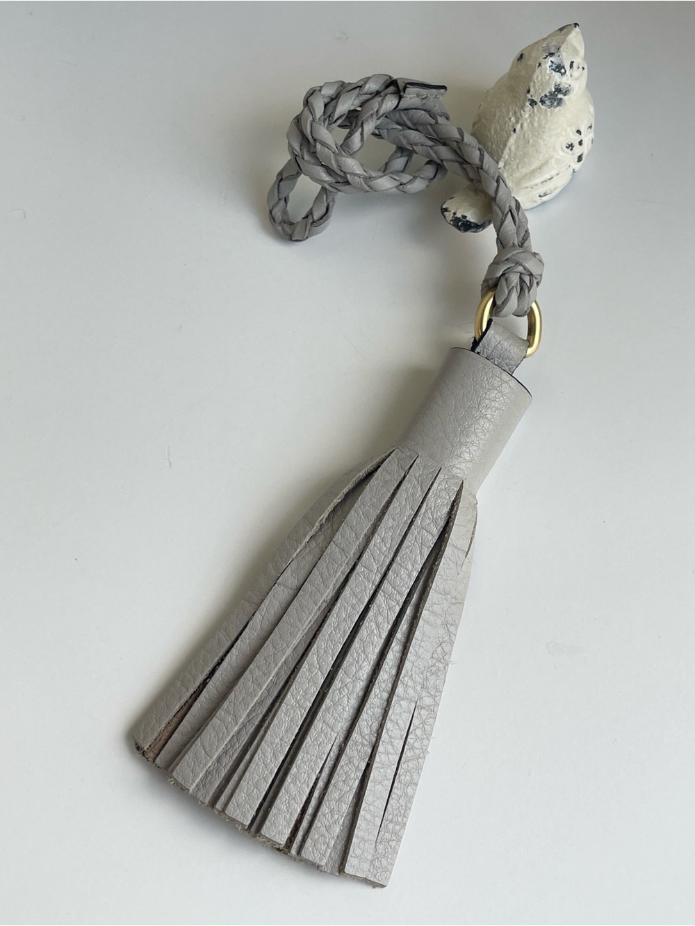 Genuine Leather Tassel Bag Charm Key Fob